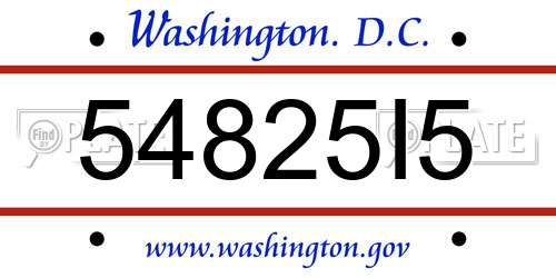 54825I5 District Of Columbia License Plate