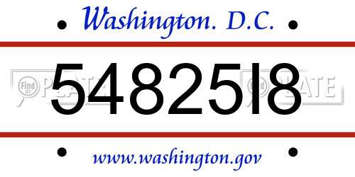54825I8 District Of Columbia License Plate
