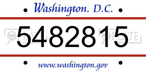 5482815 District Of Columbia License Plate