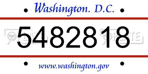 5482818 District Of Columbia License Plate