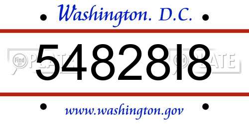 54828I8 District Of Columbia License Plate