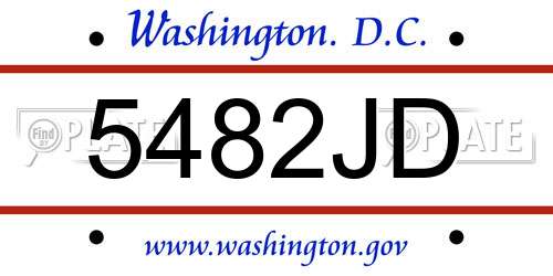 5482JD District Of Columbia License Plate