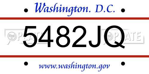 5482JQ District Of Columbia License Plate