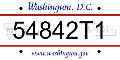 54842T1 District Of Columbia License Plate