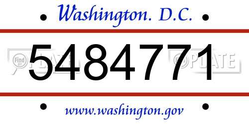 5484771 District Of Columbia License Plate