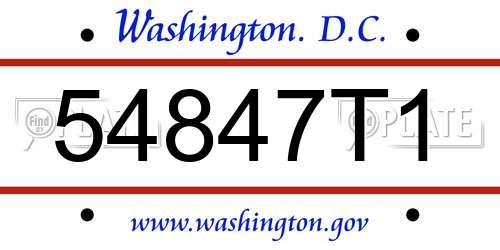 54847T1 District Of Columbia License Plate