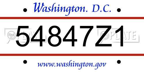 54847Z1 District Of Columbia License Plate