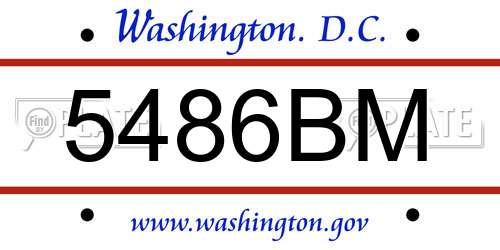 5486BM District Of Columbia License Plate