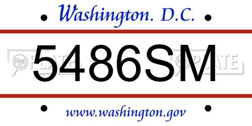 5486SM District Of Columbia License Plate