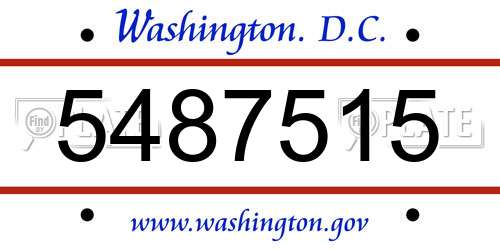 5487515 District Of Columbia License Plate
