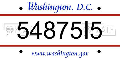 54875I5 District Of Columbia License Plate