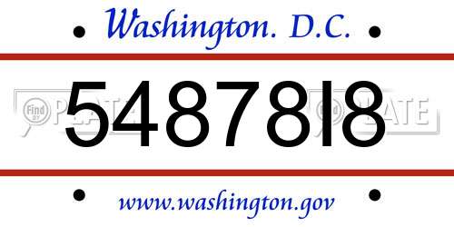 54878I8 District Of Columbia License Plate