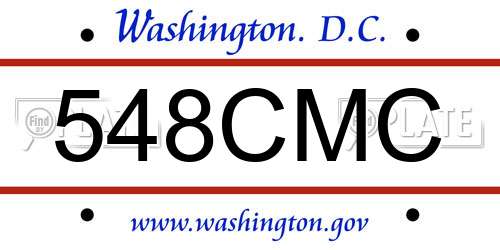 548CMC District Of Columbia License Plate