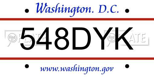 548DYK District Of Columbia License Plate