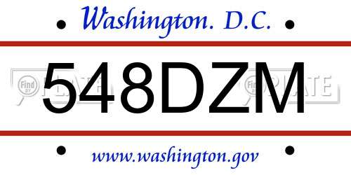 548DZM District Of Columbia License Plate