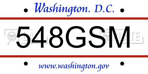 548GSM District Of Columbia License Plate