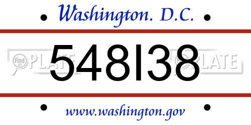 548I38 District Of Columbia License Plate