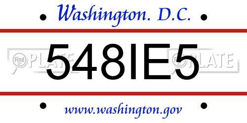 548IE5 District Of Columbia License Plate