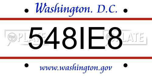 548IE8 District Of Columbia License Plate