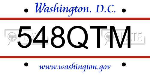 548QTM District Of Columbia License Plate