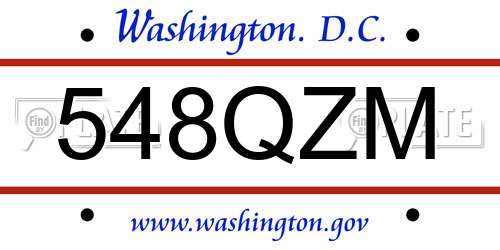 548QZM District Of Columbia License Plate