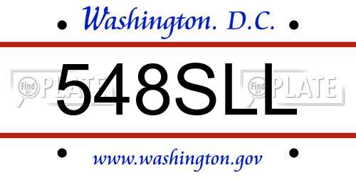 548SLL District Of Columbia License Plate