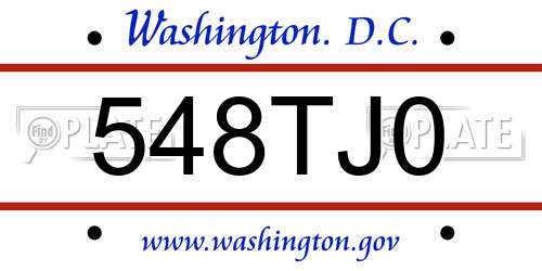 548TJ0 District Of Columbia License Plate