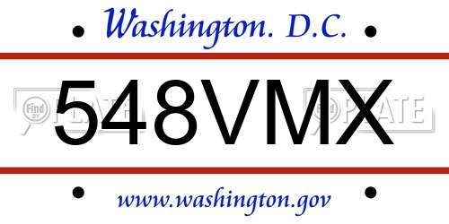 548VMX District Of Columbia License Plate