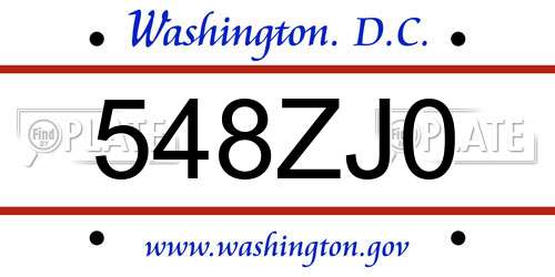 548ZJ0 District Of Columbia License Plate