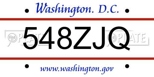 548ZJQ District Of Columbia License Plate