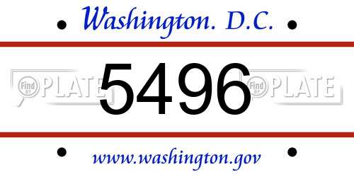 5496 District Of Columbia License Plate