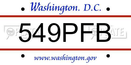 549PFB District Of Columbia License Plate