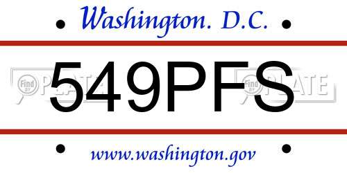 549PFS District Of Columbia License Plate