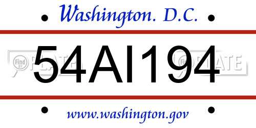 54AI194 District Of Columbia License Plate
