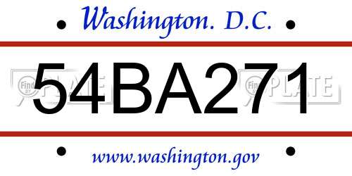 54BA271 District Of Columbia License Plate