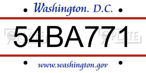 54BA771 District Of Columbia License Plate