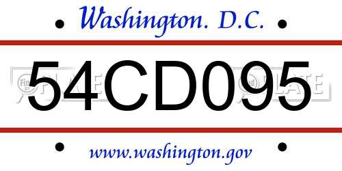 54CD095 District Of Columbia License Plate
