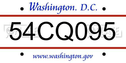 54CQ095 District Of Columbia License Plate