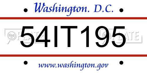 54IT195 District Of Columbia License Plate