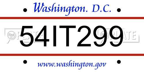54IT299 District Of Columbia License Plate