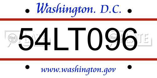 54LT096 District Of Columbia License Plate