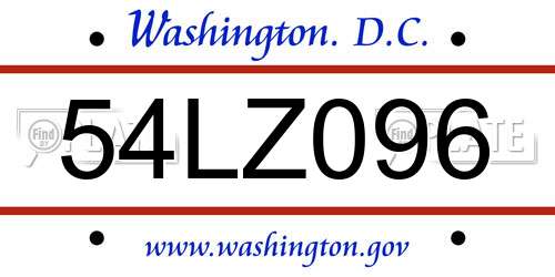 54LZ096 District Of Columbia License Plate