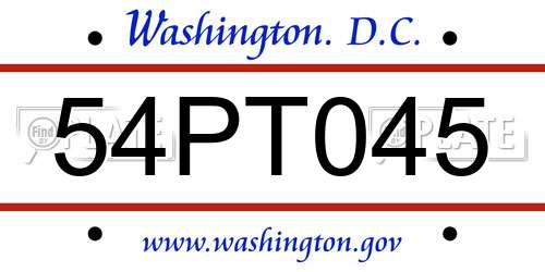 54PT045 District Of Columbia License Plate