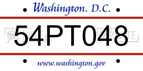 54PT048 District Of Columbia License Plate