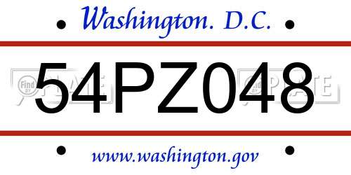 54PZ048 District Of Columbia License Plate