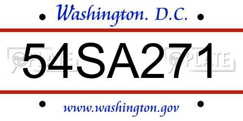 54SA271 District Of Columbia License Plate