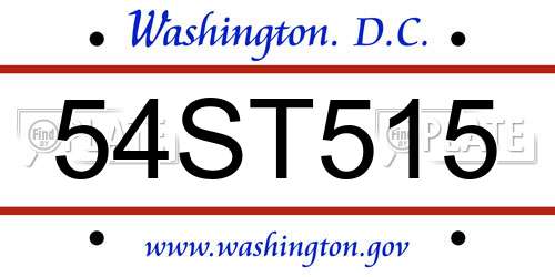 54ST515 District Of Columbia License Plate