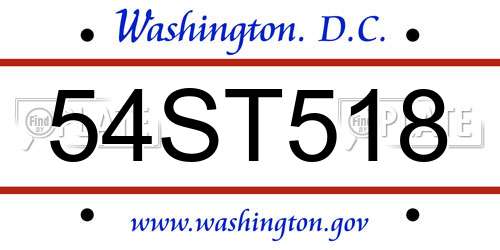 54ST518 District Of Columbia License Plate