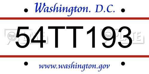 54TT193 District Of Columbia License Plate