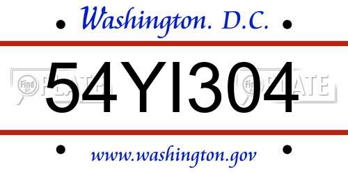 54YI304 District Of Columbia License Plate